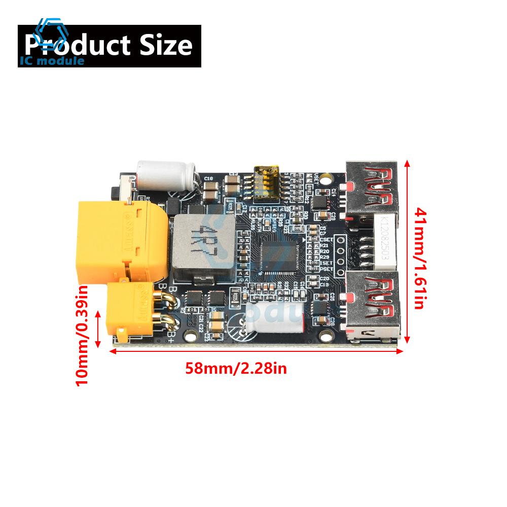 2-7S 100W Lademodul Dual-USB & Typ-C Schnellladung Mobile Power Motherboard Unterstützung Lithium-Akku Lithium-Eisenphosphat