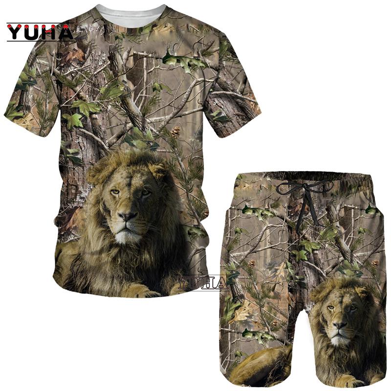 Letné pánske tričko s 3D potlačou maskáčové javorové listy/šortky/obleky Unisex Príležitostné Outdoorové športové oblečenie s krátkym rukávom