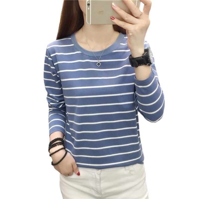 Cotton Striped Oversized Long Sleeve T Shirt For Women Autumn Casual Comfortable Wear