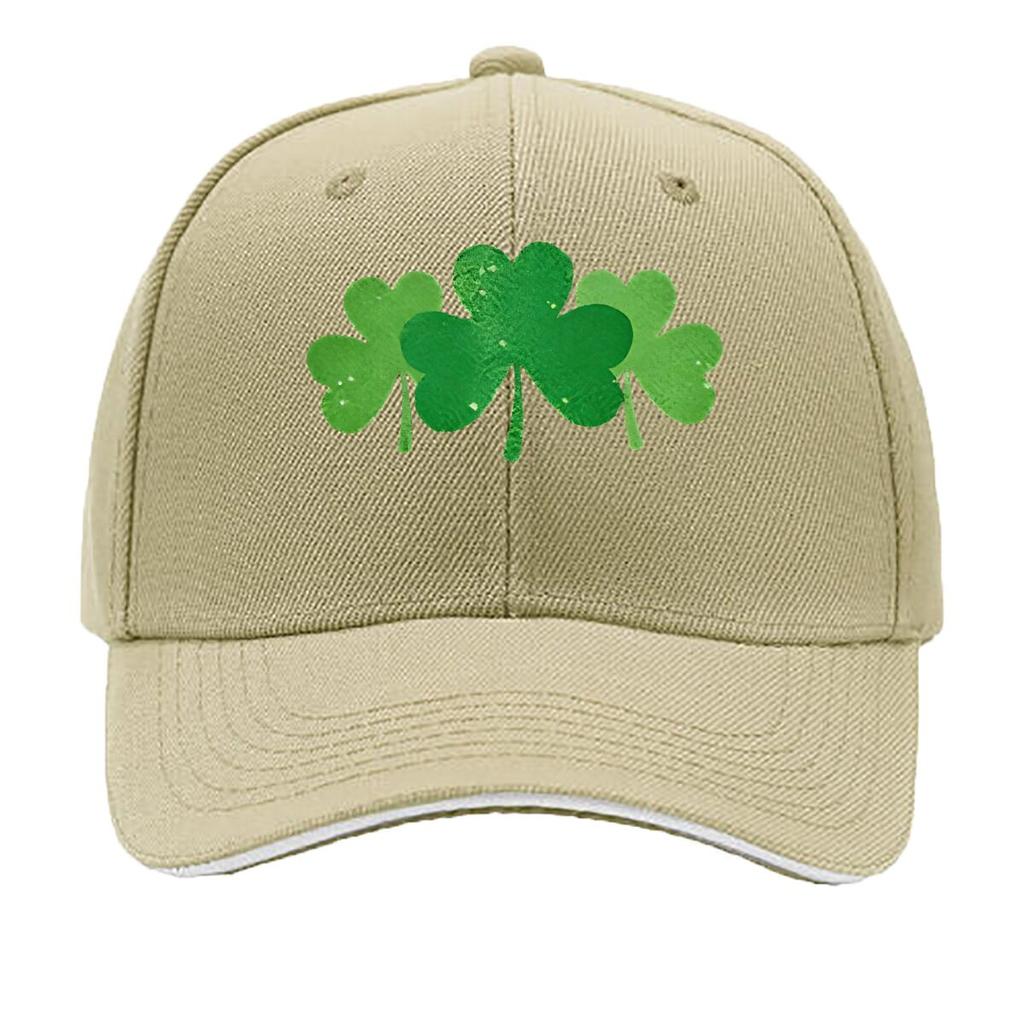 Green Clover Print Baseball Cap  Casual  Adjustable Snapback Ideal for Outdoor Travel and Campi Sandwich Baseball Cap