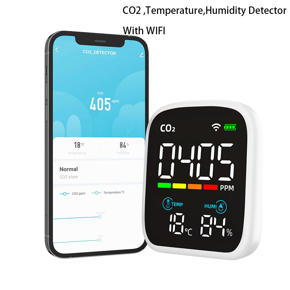Portable LCD Air Quality Meter 3 In 1/8 In1 WiFi PM1.0 PM2.5 PM10 CO2 TVOC HCHO Temperature and Humidity Tester with Voice Alarm