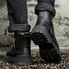 New  Fashion Black Leather Men Work Safety Boots Zip Ankle Indestructible Steel Toe Cap Anti Smashing Shoes Male Footwear