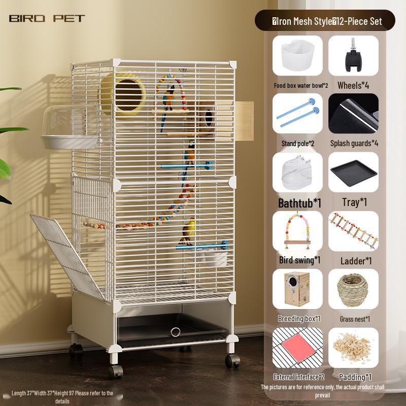 Luxury Large Bird Cage for Cockatiels, Budgerigars, Parrots with Breeding Box