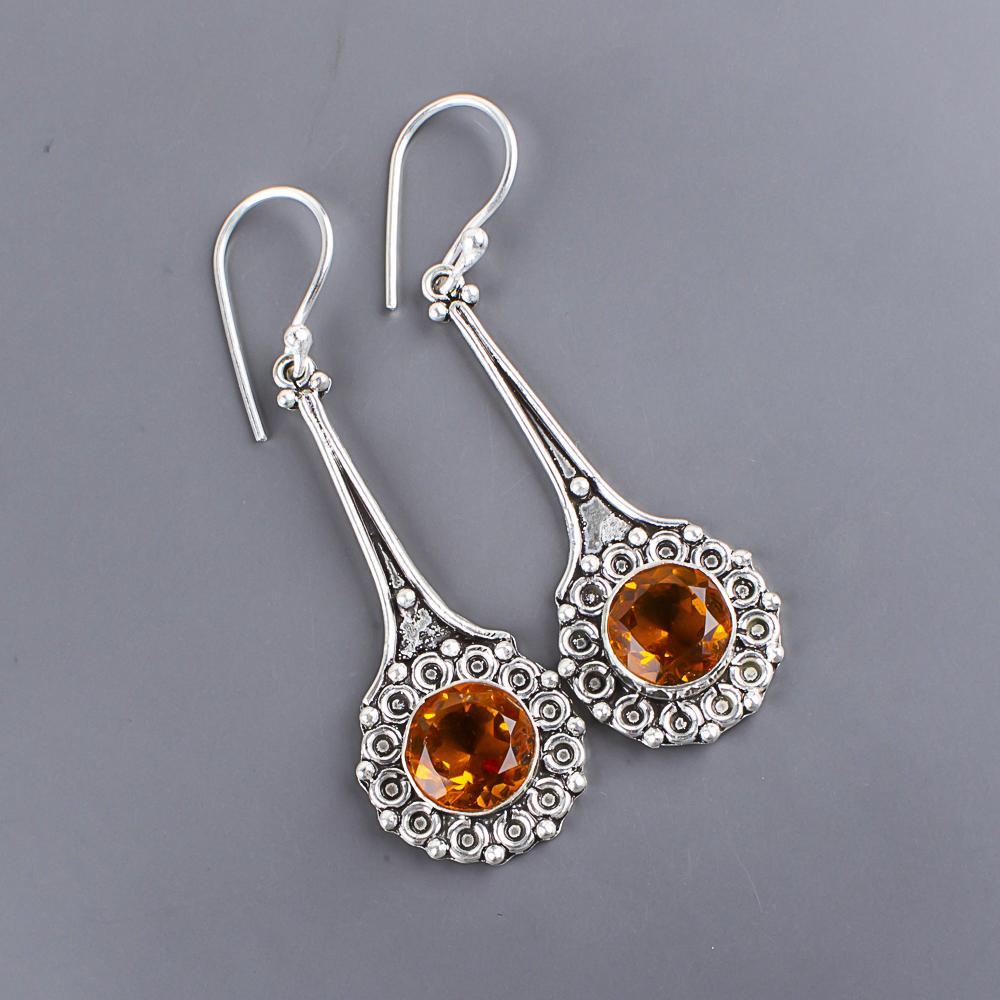 Citrine Gemstone Jewelry, 925 Sterling Silver Earrings, Handmade Earrings Jewelry, Attractive Citrine Earrings Gift For Her
