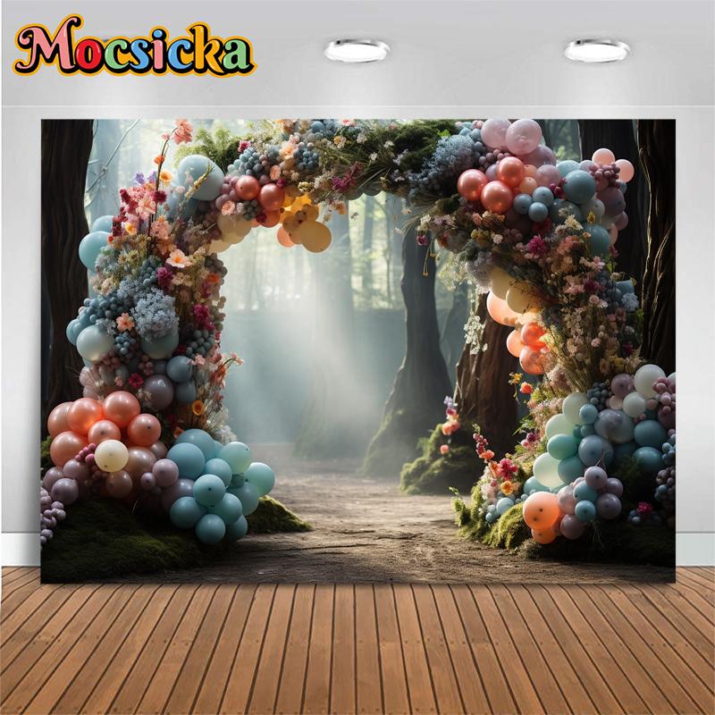 Baby Birthday Background Photography Nature Forest Easter Decoration Balloon Spring Wedding Backdrop Shooting Props Photo Studio