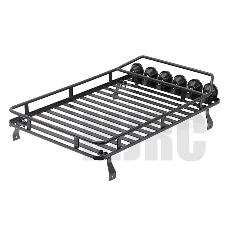 Metal Roof Rack with 4 LED Lights for 1:10 RC Rock Crawler SCX10II 90046 90047 SCX10 D90 Wrangler Trx4 Luggage Rack