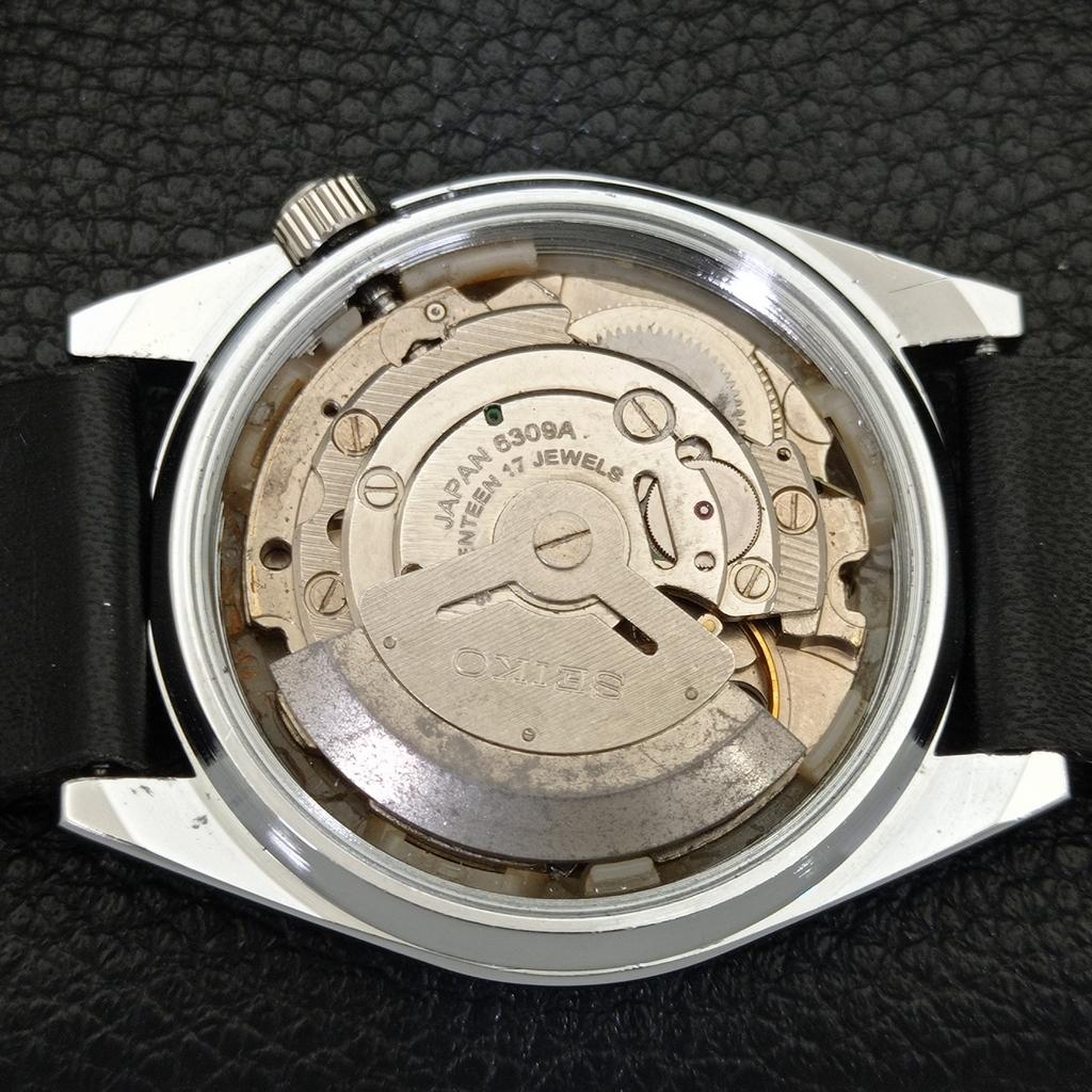 VINTAGE REFURBISHED SEIKO 5 AUTOMATIC 6309A JAPAN MENS BLACK WATCH a441107-4 Sk-a441107