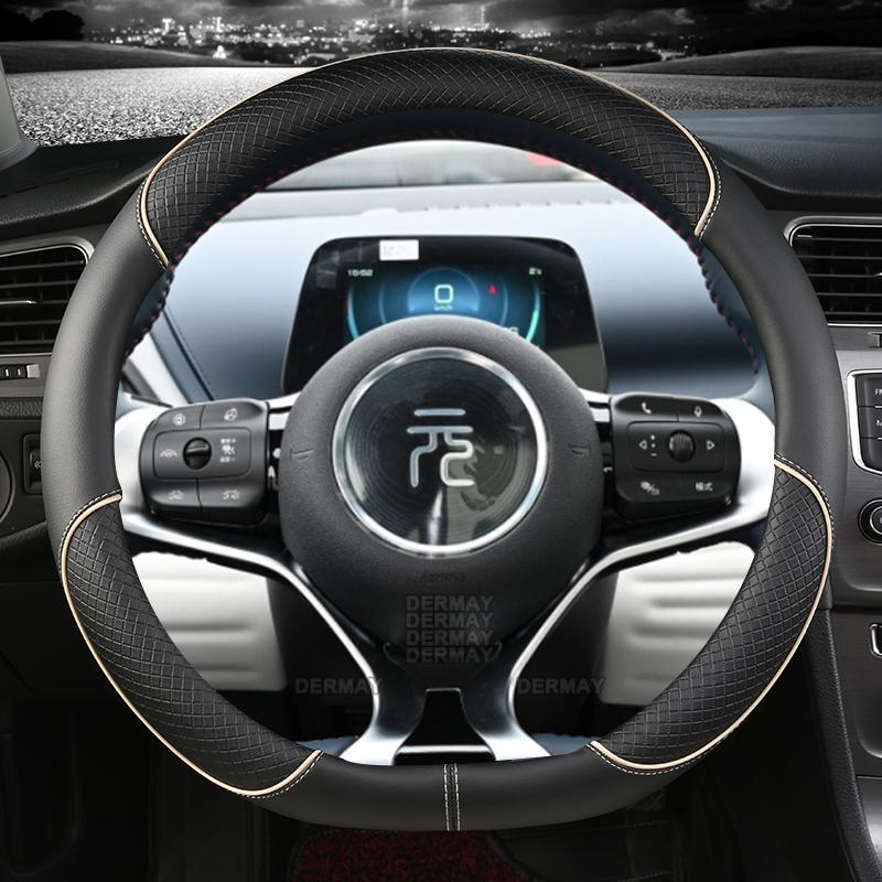 for BYD Dolphin Atto3 Atto 3 EV Yuan Plus   Microfiber Leather Sport D Shape Car Steering Wheel Cover Auto Accessories