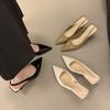 French Fairy High Heel Pumps Pointed Toe Stiletto Sandals Female Spring New Arrival Elegant Socialite Back Emp Shoes