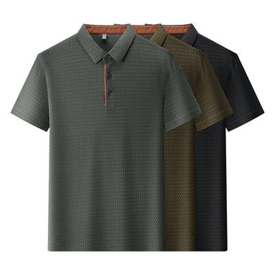 Summer Cool Short Sleeved Polo Shirt Men's Ice Silk Jacquard Breathable Middle-aged and Elderly Wear Business Casual T-shirt