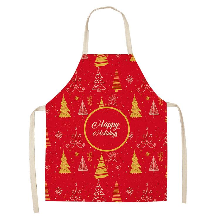 New cartoon Christmas sleeveless printing sleeveless apron home waterproof kitchen dust protection