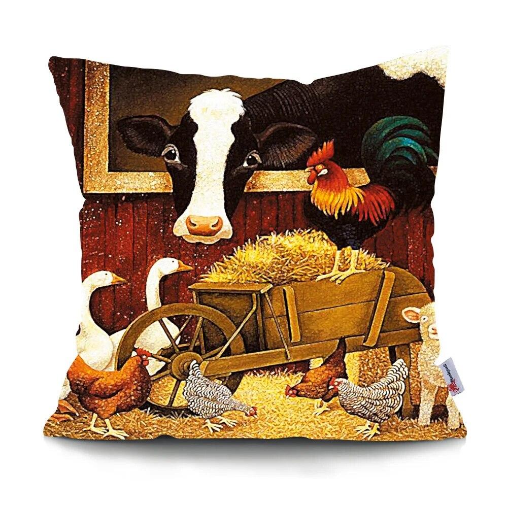 Bedroom Living Room Cartoon Animal Print Cushion Cover Cat Dog Cushion Cover Car Sofa Home Decor Pillowcase