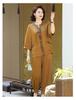Women's Summer 2026 Cotton Linen Two-Piece: Plus Size Shirt & Wide Leg Pants