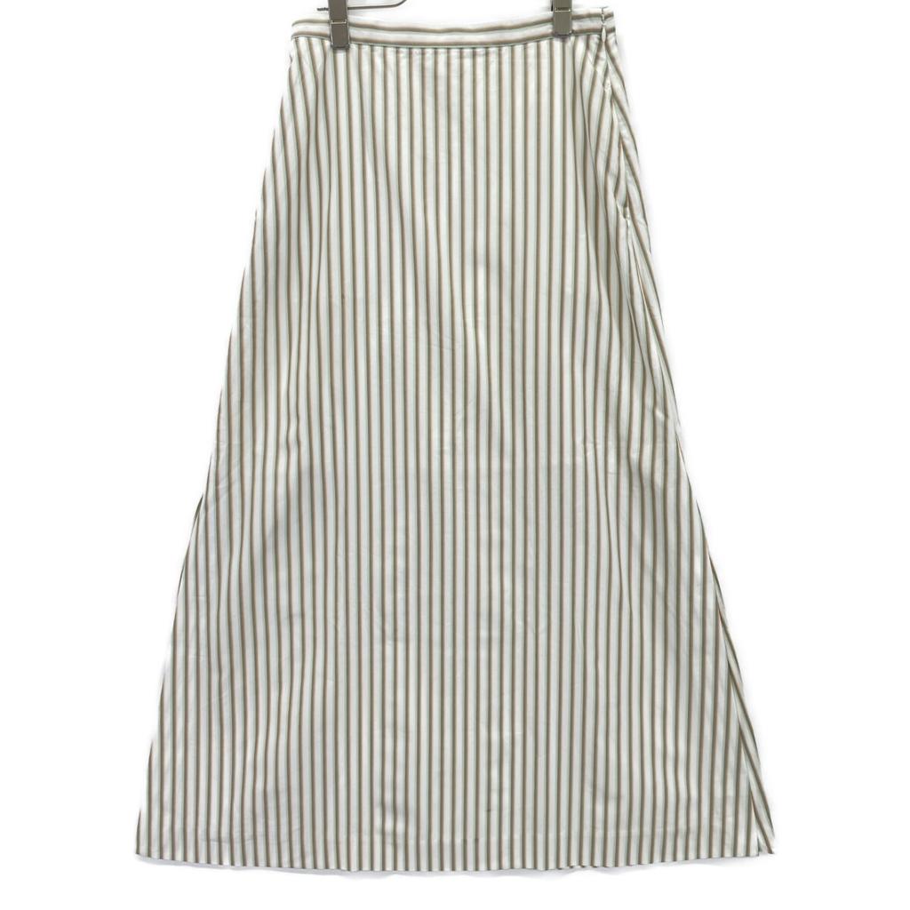 AURALEE A9Stainless Steel03TS Washed Finx Twill Stripe Long Skirt skirt 1 whiteUsed