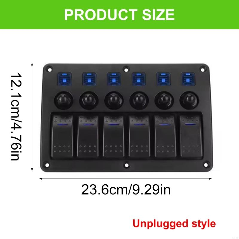 2025 New Waterproof 6 Gang Toggle Switches with Light Sticker Switches Panel