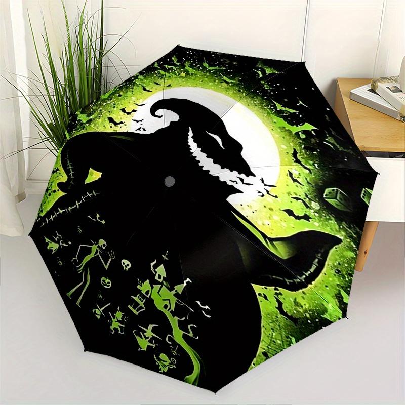 

1 Auto Open Jack Skellington, Halloween Town Themed Colorful 8 rib Portable Umbrella for Men and Women, A Compact Commuting Companion Suitab