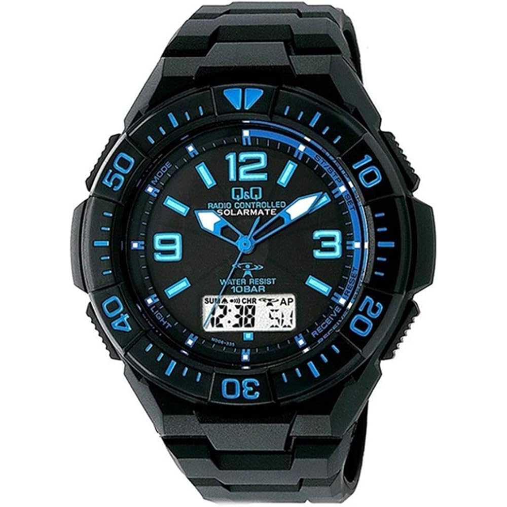 [Citizen] CITIZEN [Choose from 6 Models] Q&Q Men s Radio-Controlled Solar Watch, Black, Analog-Di...