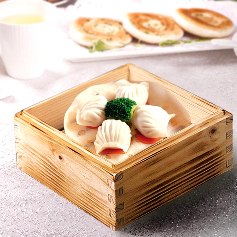 Cedar Wood Dim Sum Steamer Basket - Square Xiaolongbao & Rice Rack for Cantonese Tea