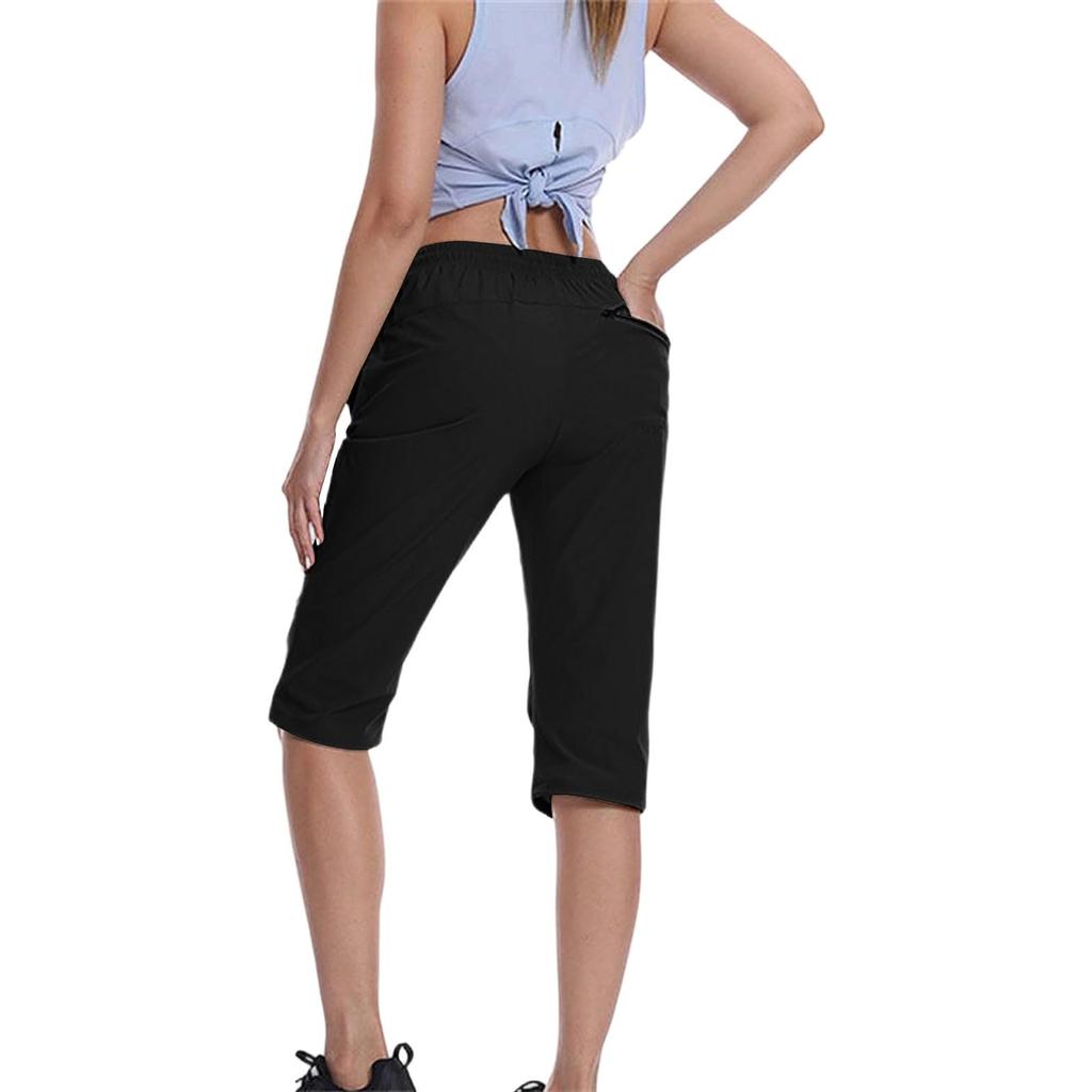 Damen Capri-Hosen mit Taschen Lockerer Schnitt Lässige Sportliche Capri-Hosen Leichte Taille mit Kordelzug Cargo-Capris zum Wandern