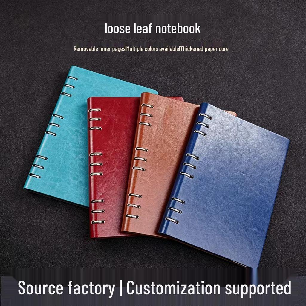 Retro Leather Loose-Leaf Binder: Detachable Core Office Notebook with Multiple Specs