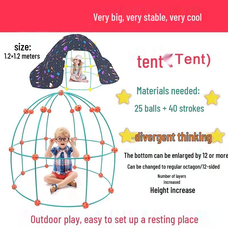 Children's DIY Bead and Building Blocks Creative Tent Fort Kit