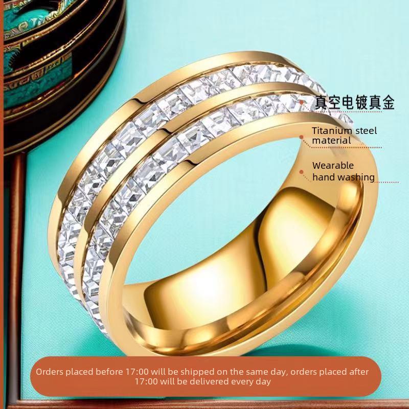Luxury Women's Stainless Steel Ring: Electroplated Titanium, Non-Fading, Versatile Design