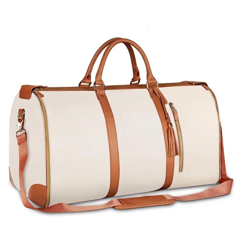 Foldable Women's Travel Convenient Carry-on Clothing Bag Large Capacity PU Leather Duffel Bag Portable Business Travel Bag