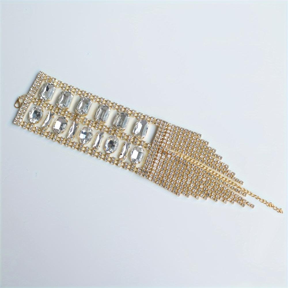 European And American New Rhinestone Bracelet, Exaggerated Personality Full Diamond Tassel Bracelet Multi-Layer Accessories Bracelet