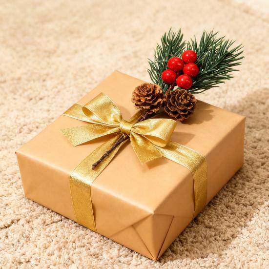 Yousheng 10 Pcs Artificial Pine Needles Branches with Red Berry Mini Pinecone Picks for Gift Wrapping Crafts Holiday Wreath Christmas Tree Decor