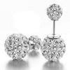 Fashion Korean Style Double Sized Rhinestone Ball 925 Pin Stud Earrings