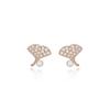 [LsSHOP] 14K Mini Pearl Leaf Earrings (Gold Plated)_LJ5044BRE