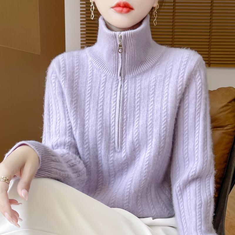 Women's Cashmere Sweater Qinghe Cashmere 30% Cashmere 70% Wool Women's Autumn and Winter Thick Cashmere Pullover Soft and Warm