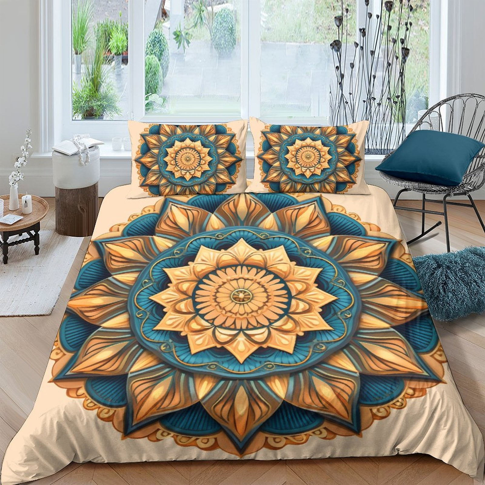 

Comforter Mandala Pattern Adult Boho Style Home Bedclothes Bedroom Decorqueen Size Suitable Children Kids And Adults Soft Comforter (quilt)-EU Single(135*200cm)3pcs