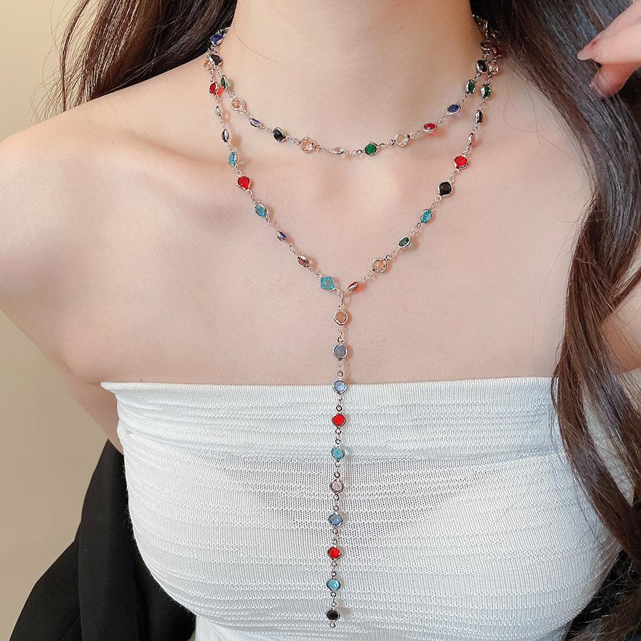 Vintage Colorful Crystal Pearl Double Layer Bead Choker Necklace For Women 2026 Trendy Charm Neck Jewelry Accessories Wholesale