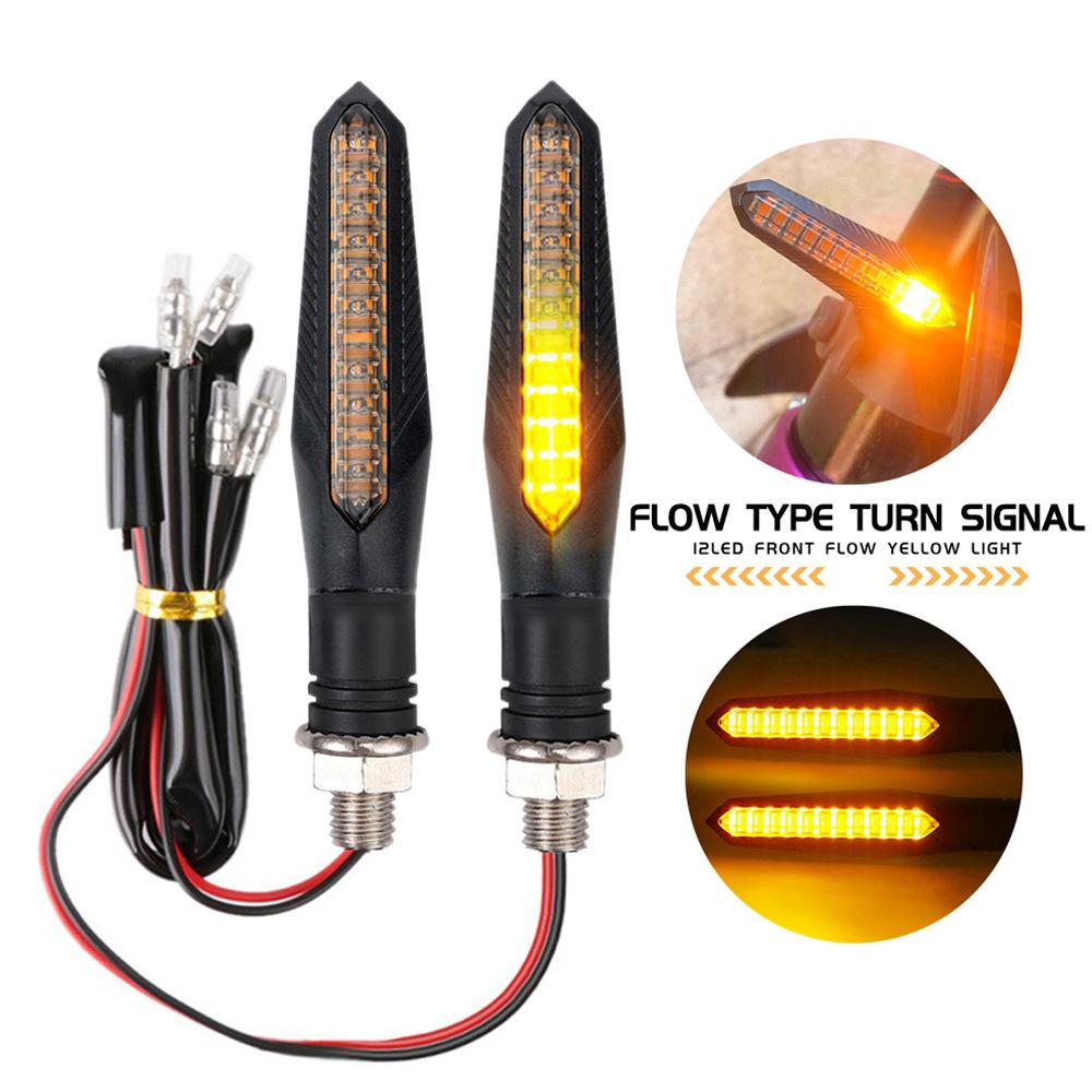 2pcs 12 LED Flowing Motorcycle Turn Signal Light Bendable Flashing Motorbike Indicator Blinker Moto Tail Signal Lamp For Harley
