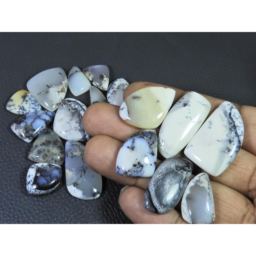 325Cts. Natural Dendrite Opal Agate Fancy Cabochon Loose Gemstone 24Pcs Lot C-1995