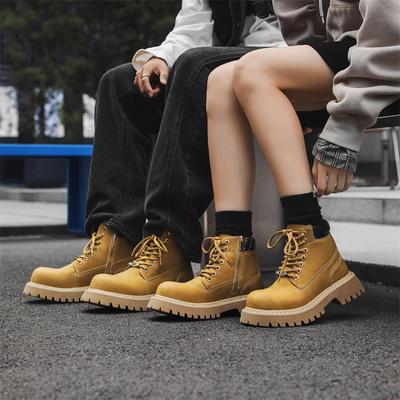 Winter Velvet Outdoor Mountaineering Boots Thick-Soled Medium-Top British Tooling Martin Boots Locomotive Rhubarb Boots 66621-H