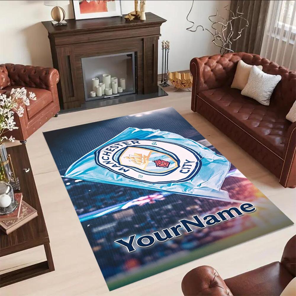 Manchester City Personalized Text Floor Rug Office Rug Design for Decorate room Living Rooms Kitchen Playrooms Anti-slip Rug Anime Office Decor