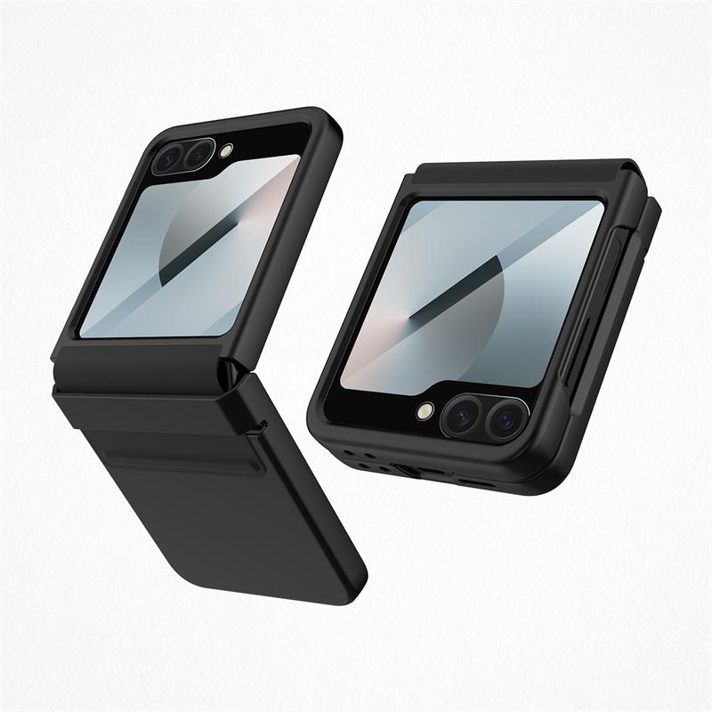 Matte Wrist Strap Hinge Full Protection Hard Case for Samsung Galaxy Z Flip 7 FE / 6 Folding Wristband Cover With Tempered Glass
