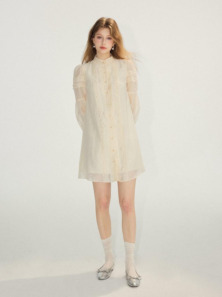 Sinseuden Lily Pintuck Frill Mini Dress