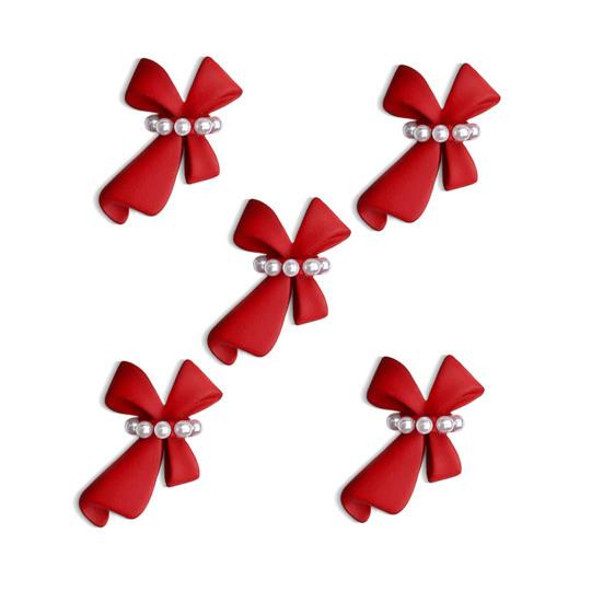 5Pcs Nail Ornaments Faux Pearl Design No Odor Attractive Exquisite Decorative 3D Bow-knot Art Tips Gift for Female