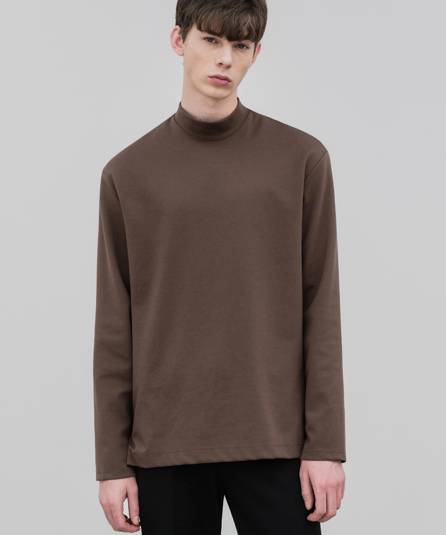 Drawfit Breathe Mock Neck Long Sleeve T-Shirt [Brown] Brown/L