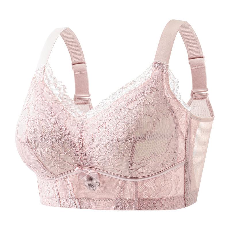 

Женское тонкое нижнее белье, предотвращающее провисание, сексуальный кружевной бюстгальтер с двойной грудью и бюстгальтер большого размера 44/100D розовый