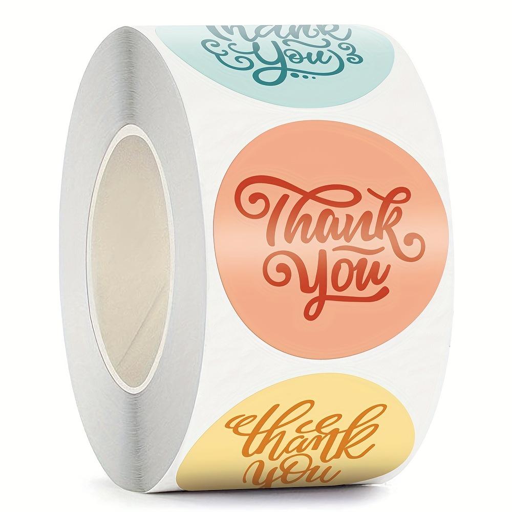 500pcs Glossy Finish Round Paper Stickers, Single Use, Thank You Labels for Envelopes, Birthday, Christmas Party Gift Decoration