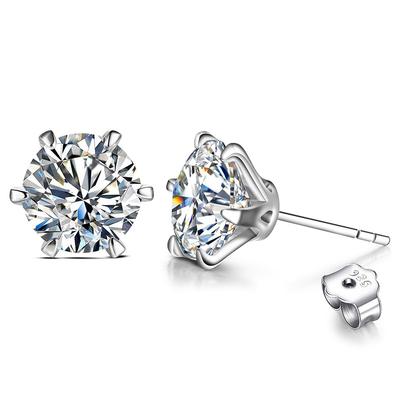 New Arrival 2.0 Carat Moissanite Gemstone Stud Earrings for Women Solid   Copper D Color Solitaire Fine Jewelry