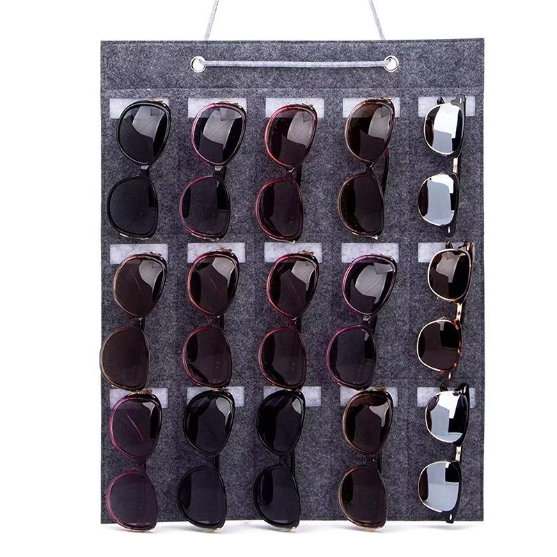 Customizable Felt Sunglasses Wall-Mounted Display & Storage Bag