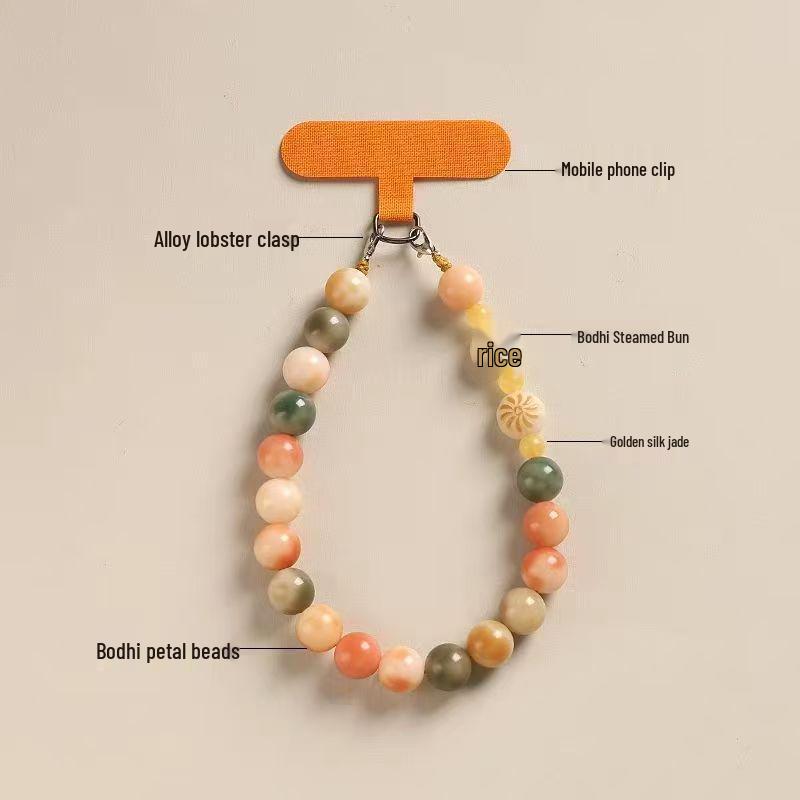 Șnur elegant cu mărgele Bodhi pentru telefon pentru femei – Stil de încheietură și ornament cu clips pentru spate