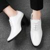Men White Red High Heels Wingtip Black Leather Derby Wedding Dress Dance Business Formal Elevator Shoes Height Increase Shoes Plus Size