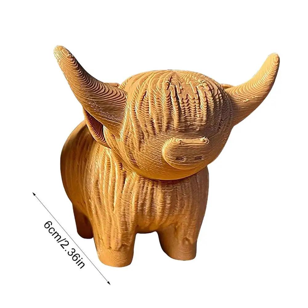 Highland Cow Figurine Highland Cow Sculpture Scottish Highland Cow Toy 3D Printed Artifact Cow Figurines Home Decor Calf Toy Cow