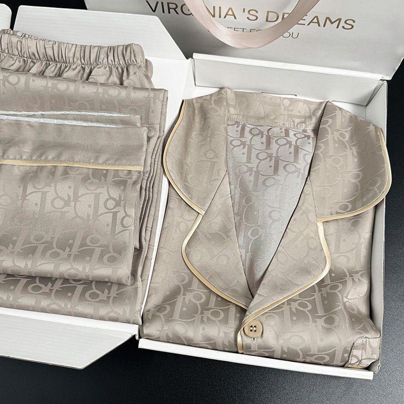 

Мужской пижамный комплект из ледяного шелка - С длинным рукавом и брюками, Тонкий, Большого размера, Подходит для весны/лета и для ношения на улице. 2XL [70-80 kg]